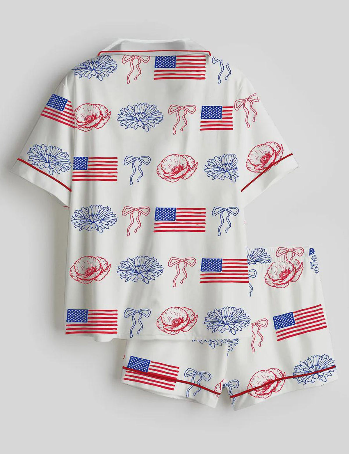 4th of July Patriotic Floral Pajama Set - Memorial Day Sleepwear