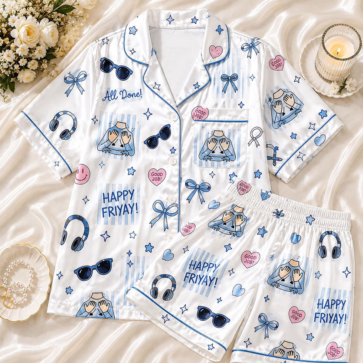 All Done Happy Friyay Pajama Set, Special Education Teacher PJs, Funny SPED Team Para BCBA Gift for Her