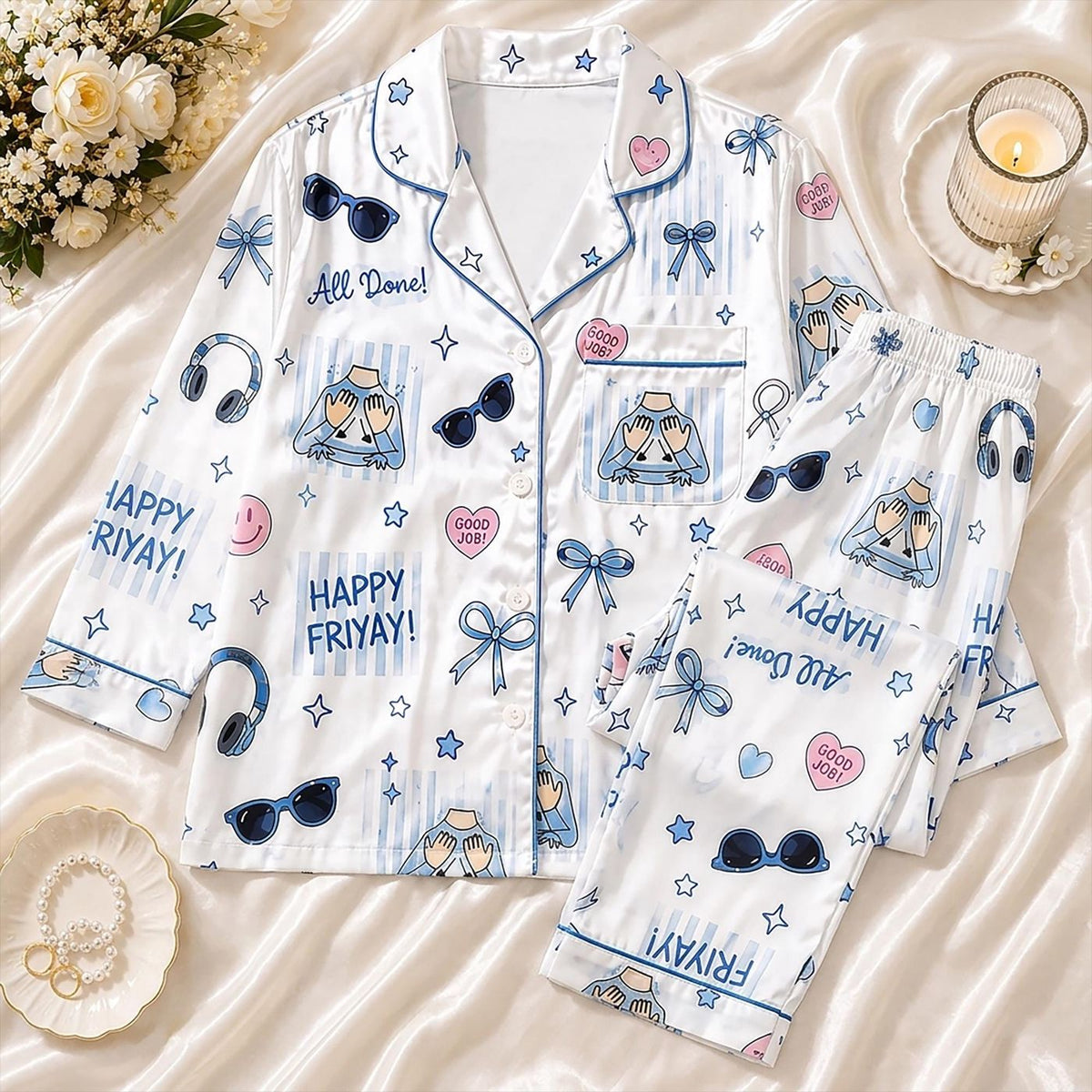 All Done Happy Friyay Pajama Set, Special Education Teacher PJs, Funny SPED Team Para BCBA Gift for Her