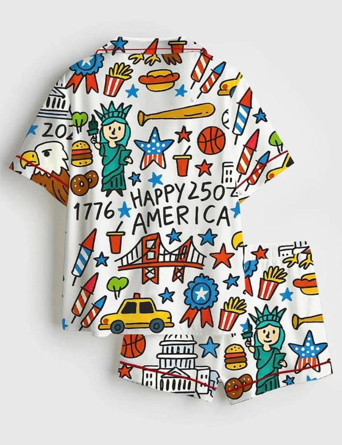 250th Anniversary American Flag Pajamas Set for 4th of July Celebration