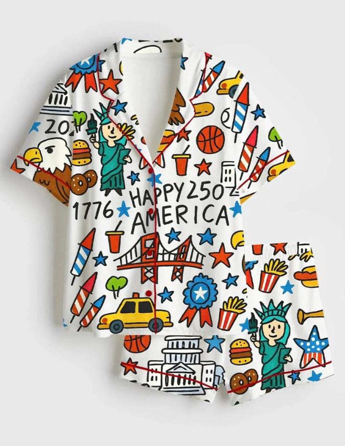 250th Anniversary American Flag Pajamas Set for 4th of July Celebration