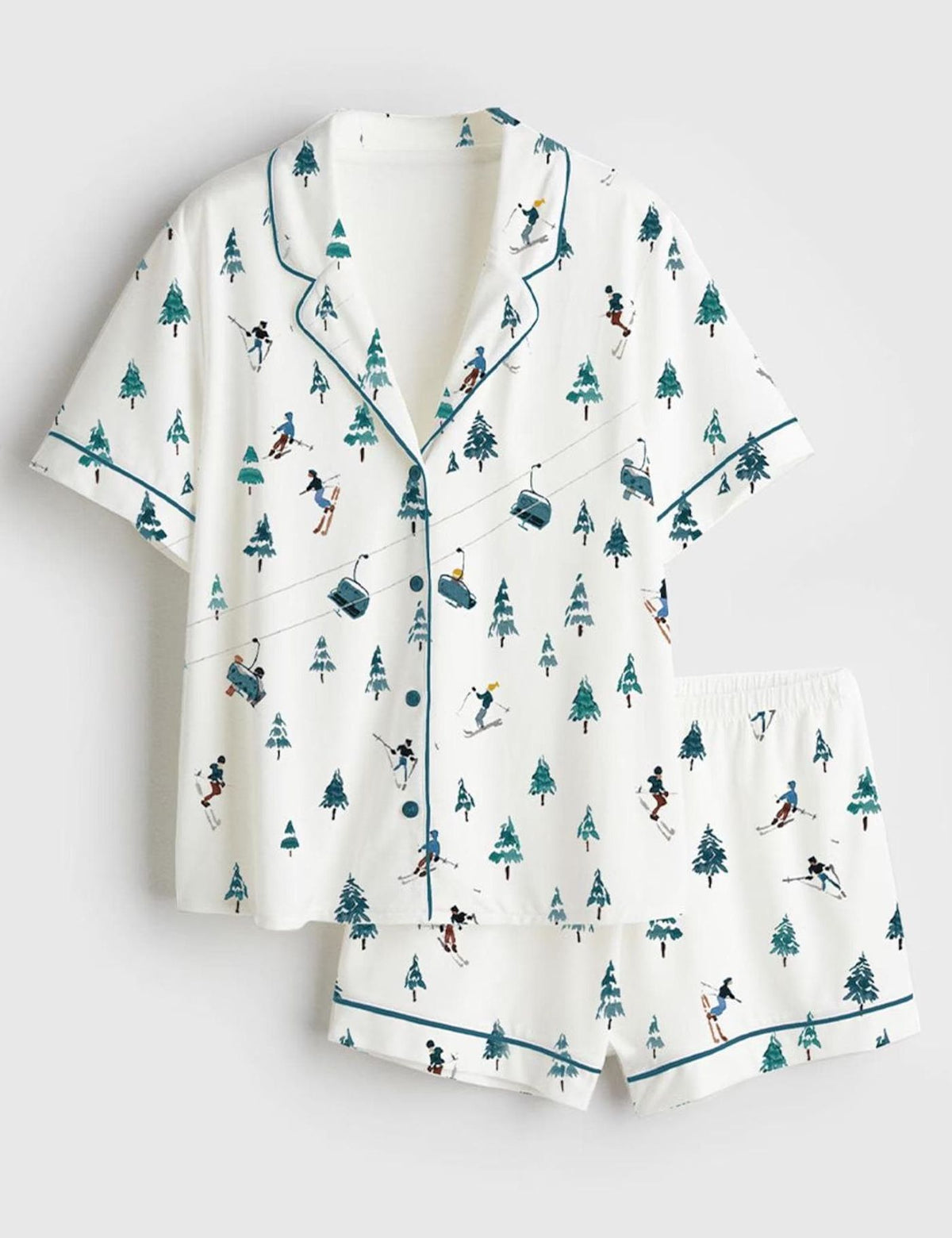 Apres Ski Mountains Satin Pajama Set Women Winter Sleepwear