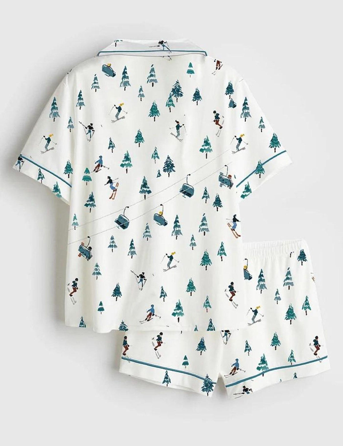 Apres Ski Mountains Satin Pajama Set Women Winter Sleepwear