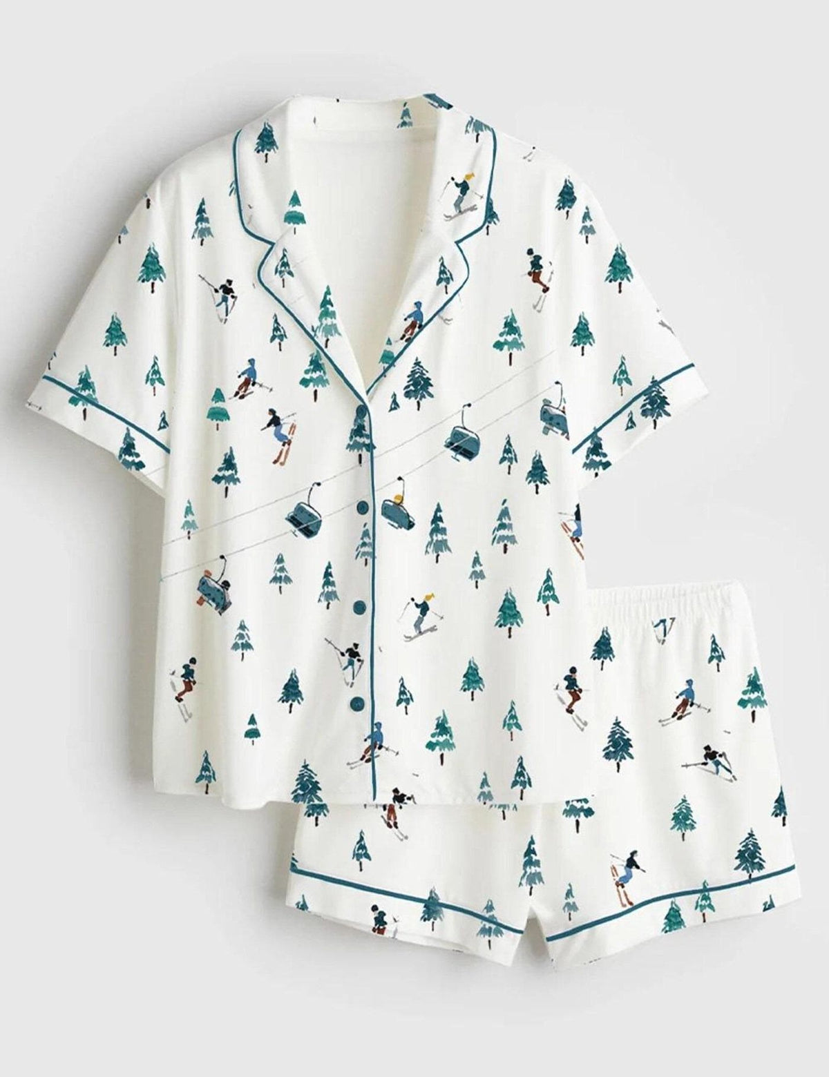 Apres Ski Mountains Satin Pajama Set Women Winter Sleepwear