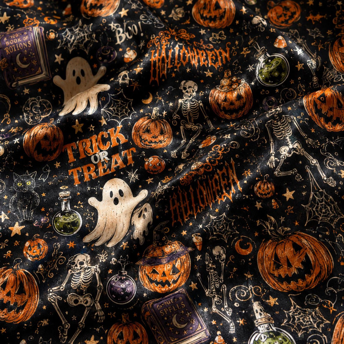 Fall Fun: Halloween Art Satin Pajama Set for Autumn Celebrations