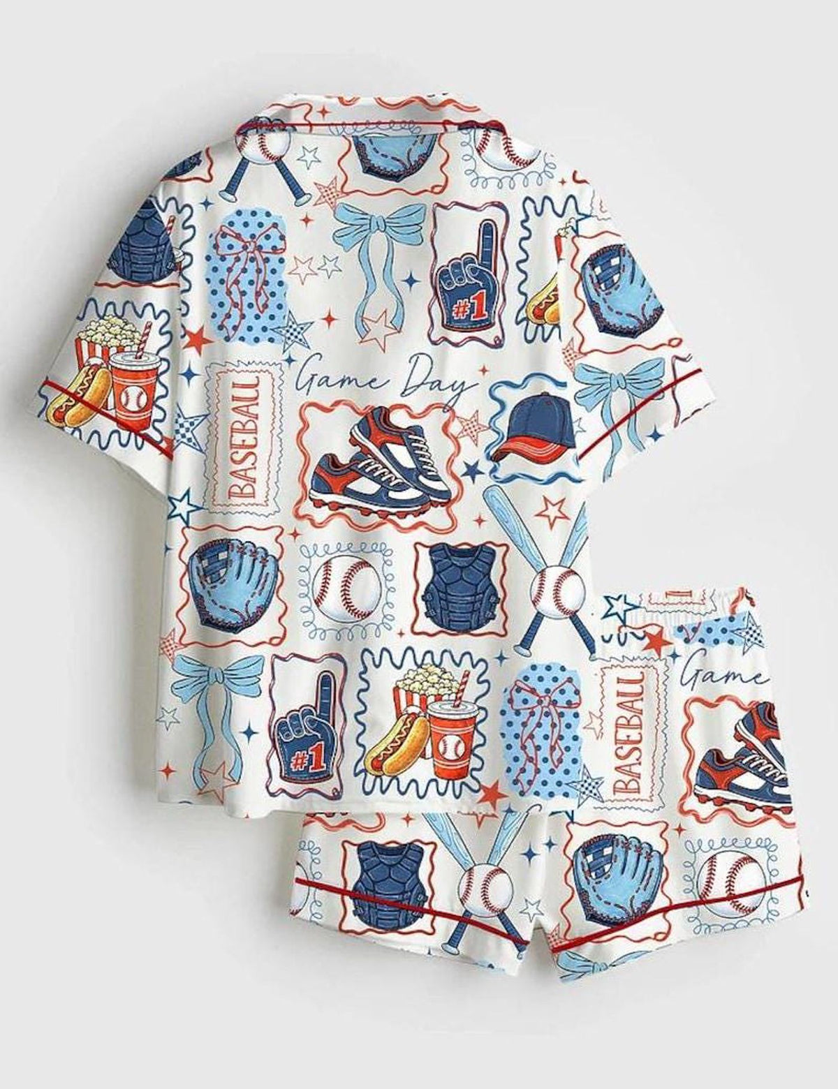 Baseball Print Pajamas Set Women Game Day Sleepwear