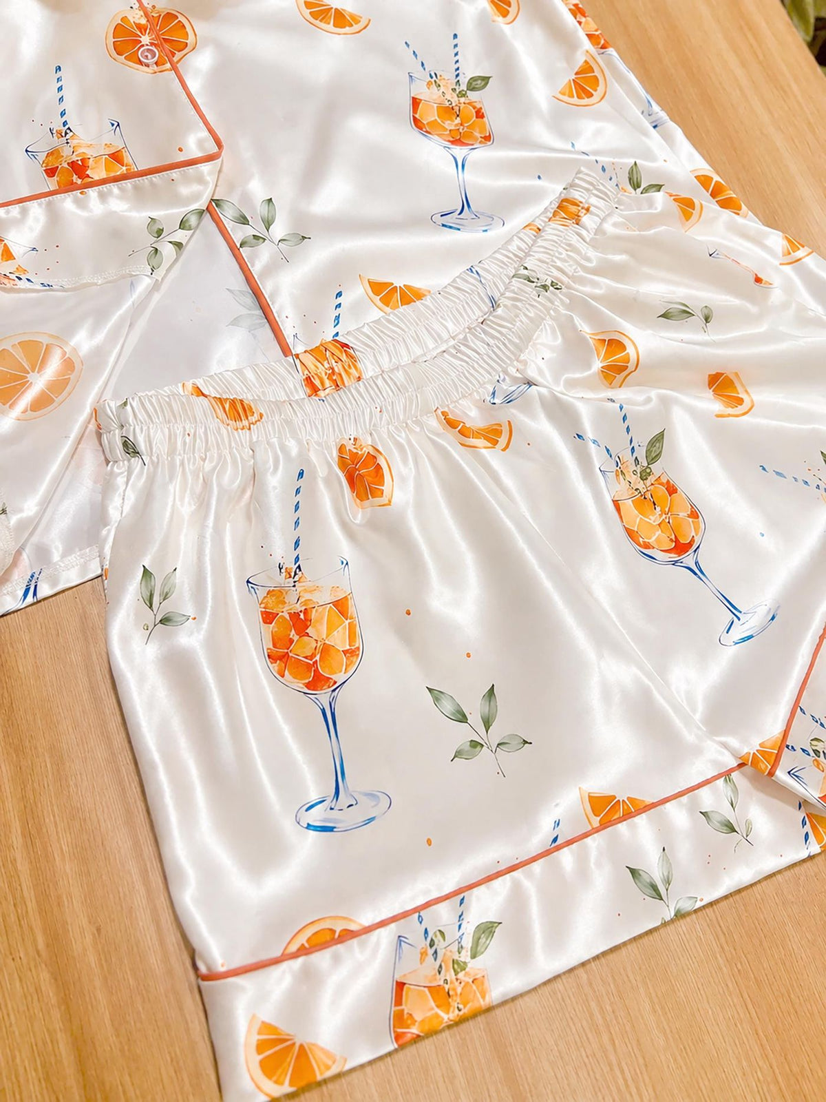 Nature Lover Gift: Eco-Friendly Wildlife Satin Pajama Set with Butterfly Print