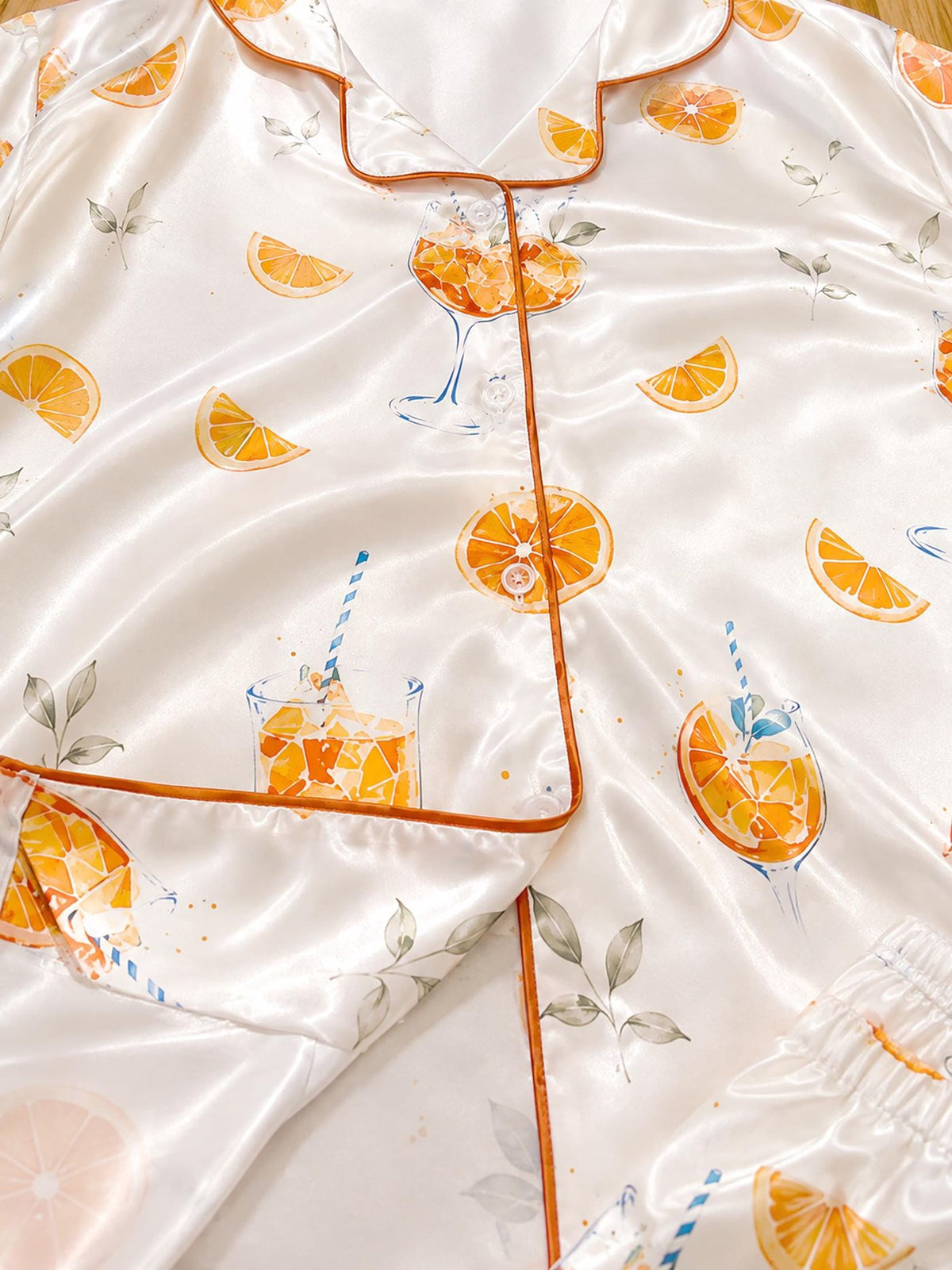 Nature Lover Gift: Eco-Friendly Wildlife Satin Pajama Set with Butterfly Print