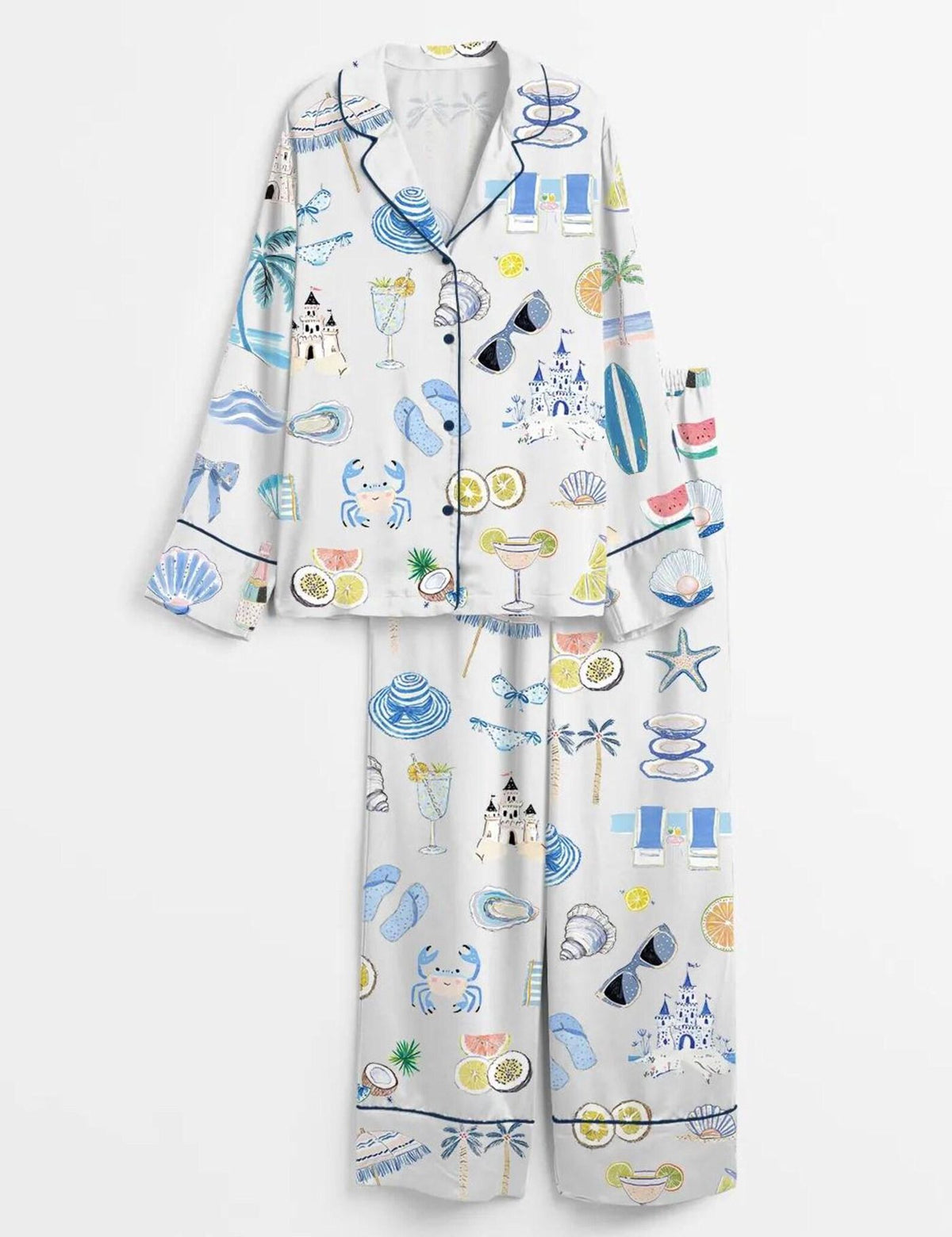 Beach Pajama Set Women Coastal Summer Sleepwear Resort Gift