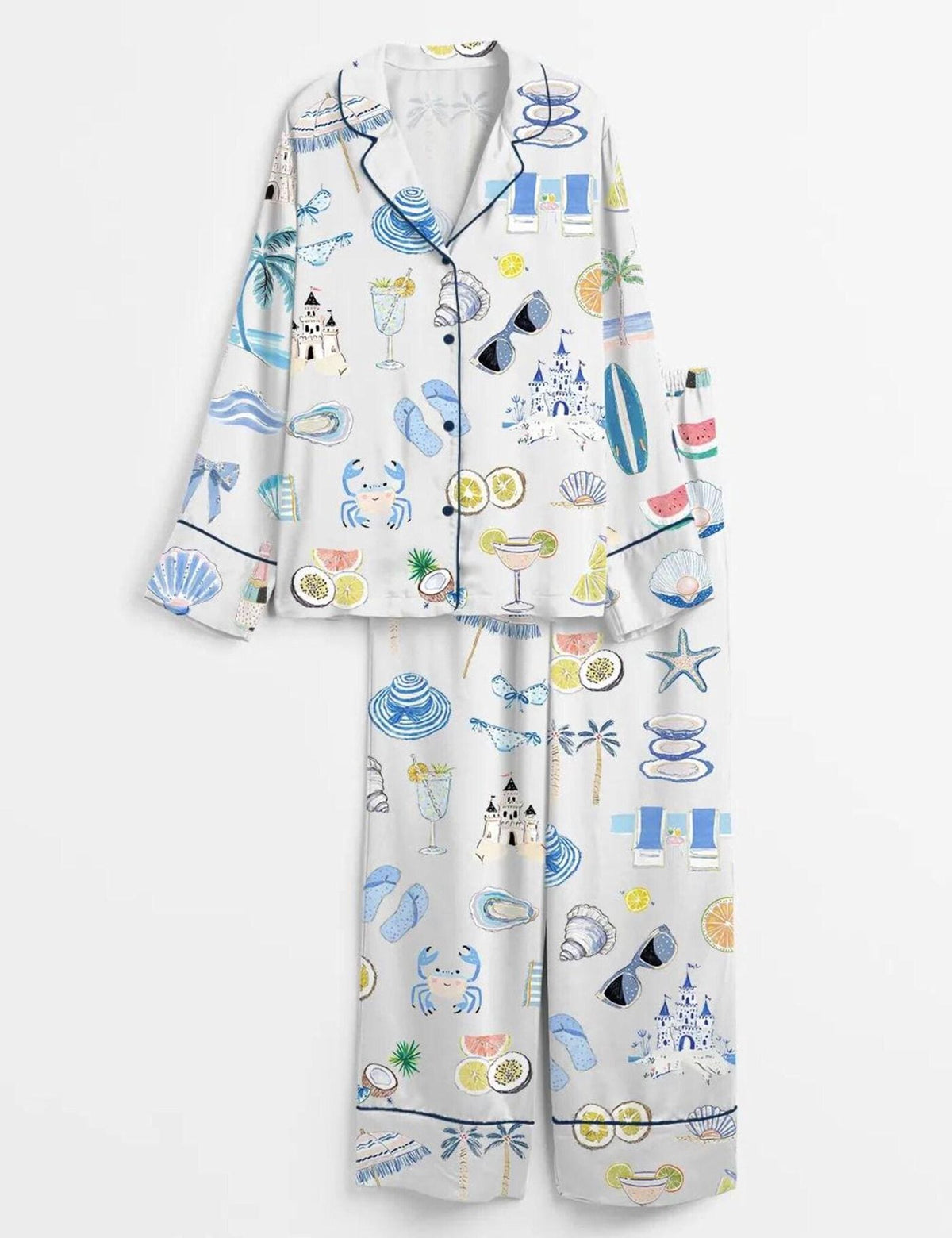 Beach Pajama Set Women Coastal Summer Sleepwear Resort Gift