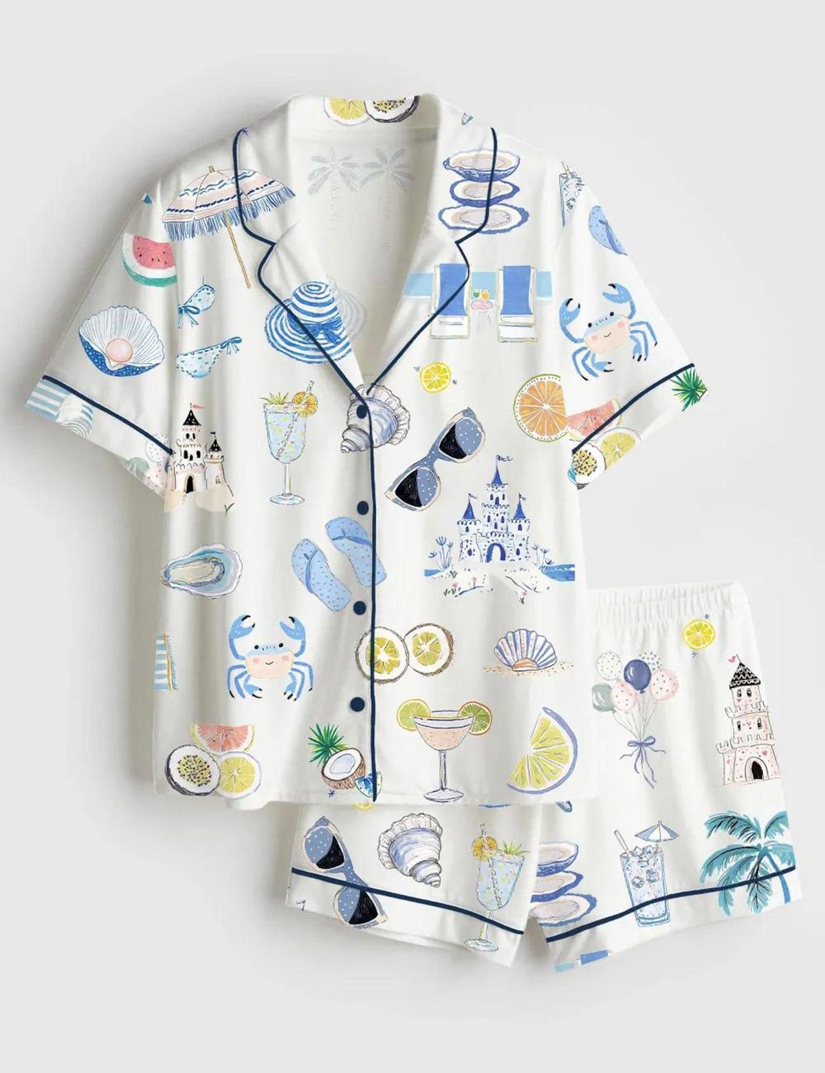 Beach Pajama Set Women Coastal Summer Sleepwear Resort Gift