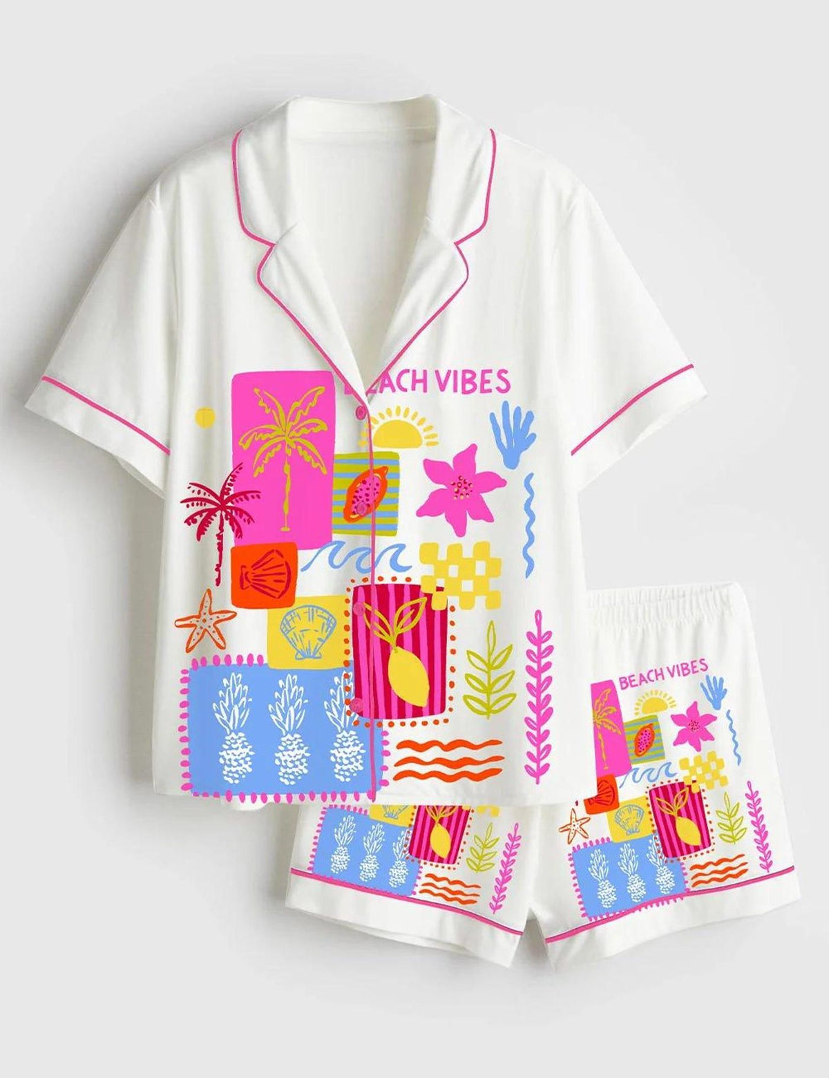Beach Vibes Women s Tropical Pajama Set Resort Sleepwear