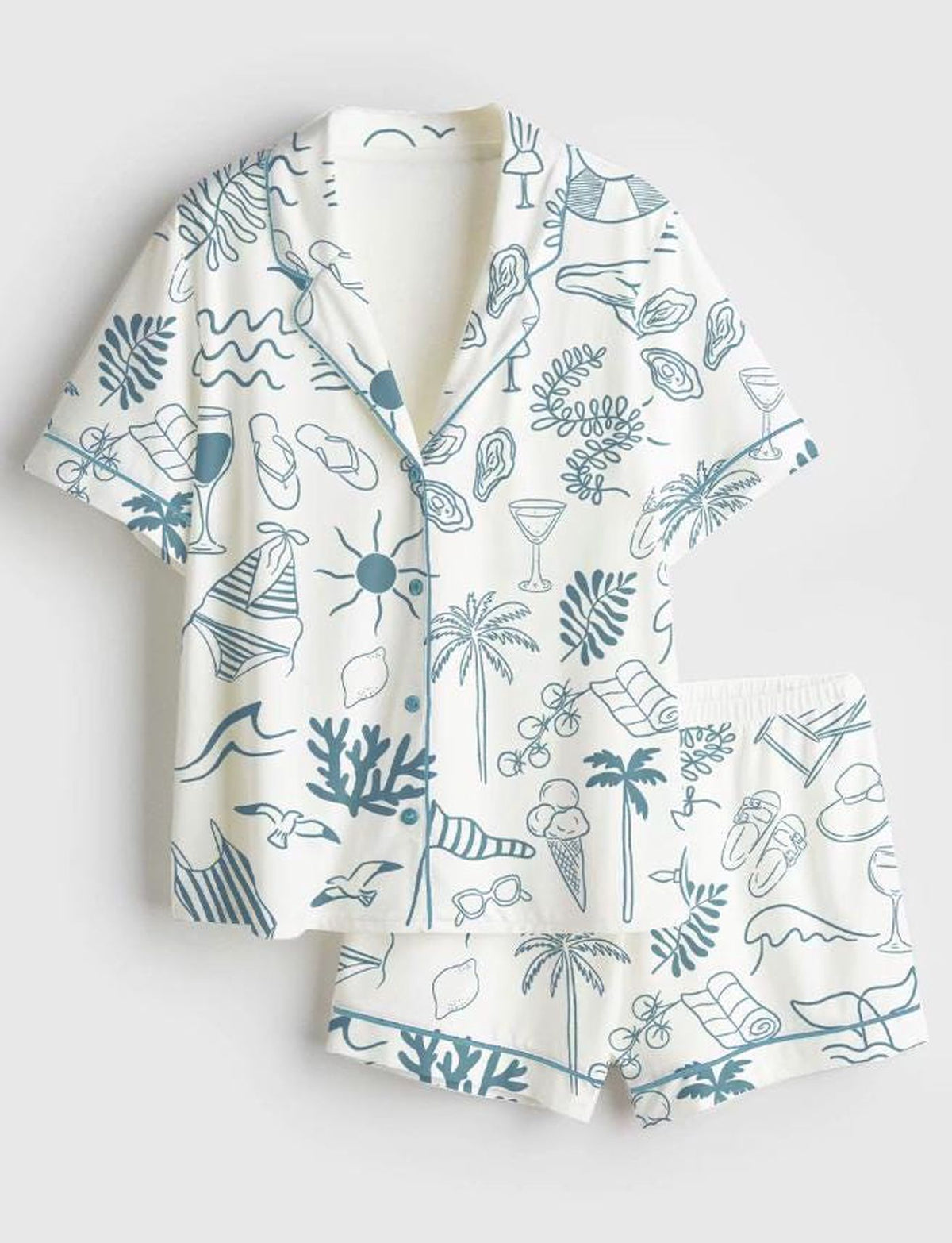 Beach Print Loungewear: Tropical Vacation Outfit Gift for Her - Perfect Summer Sleepwear & Bridesmaid Beach Trip Attire