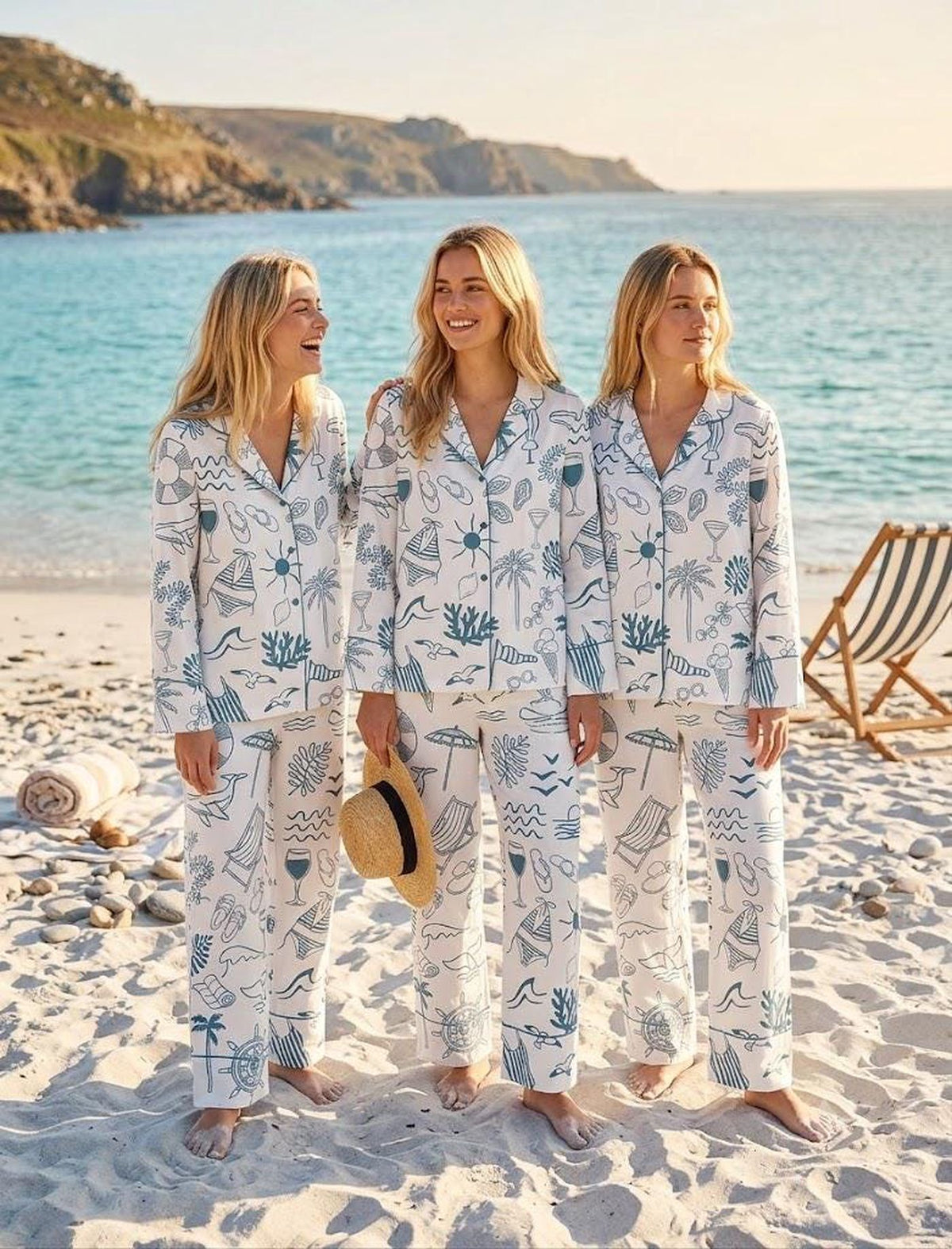 Beach Print Loungewear: Tropical Vacation Outfit Gift for Her - Perfect Summer Sleepwear & Bridesmaid Beach Trip Attire