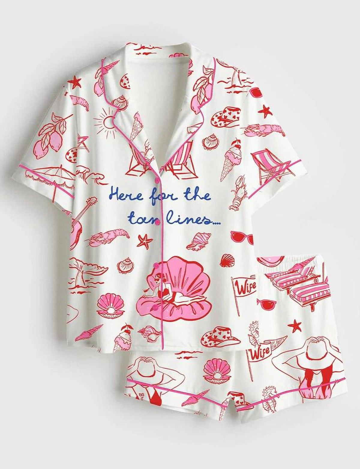 Beach Vacation Pajamas Women Set Coastal Summer Sleepwear