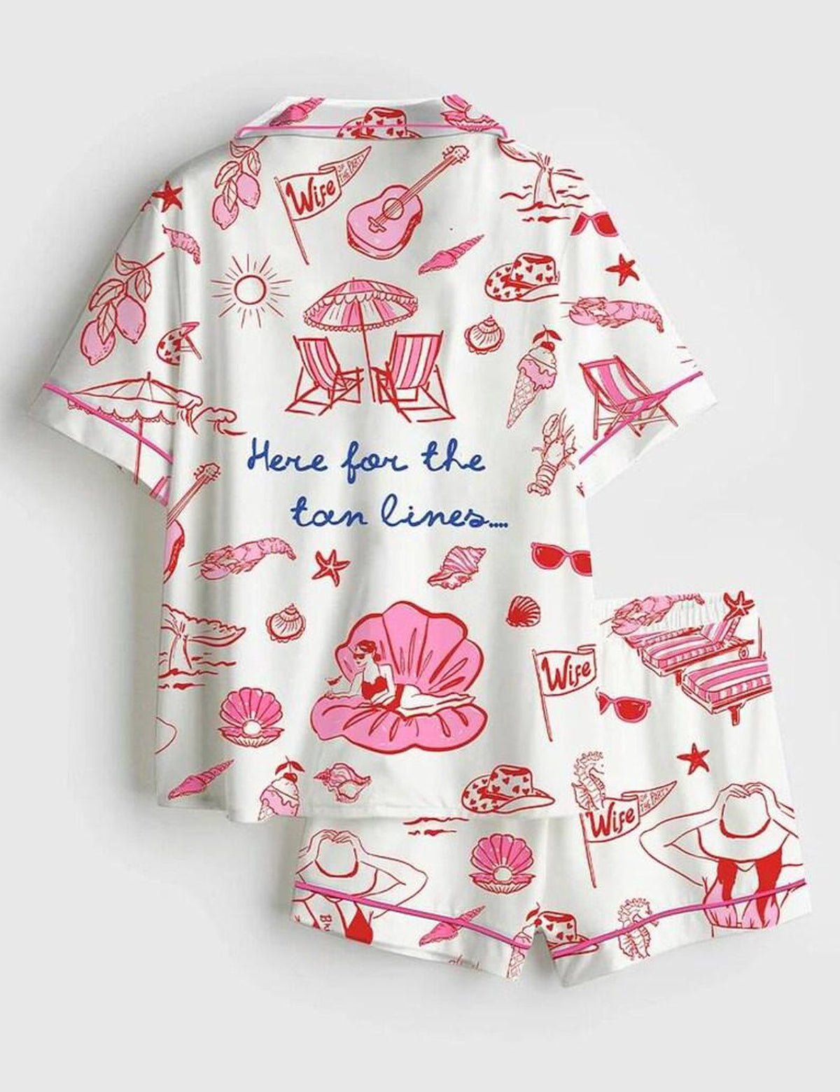 Beach Vacation Pajamas Women Set Coastal Summer Sleepwear