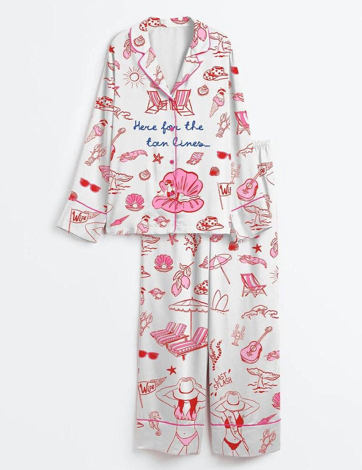 Beach Vacation Pajamas Women Set Coastal Summer Sleepwear