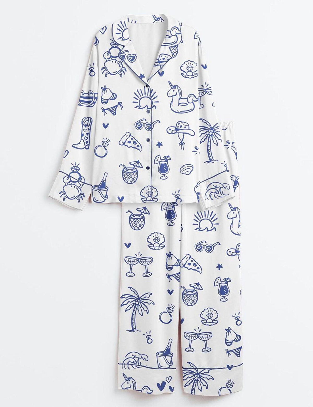 Beach Vacation Women Pajama Set Tropical Holiday Sleepwear
