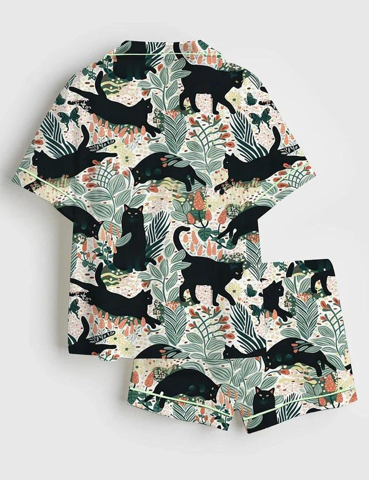 Black Cat Pajama Set Women Cute Animal Pjs Gift For Her