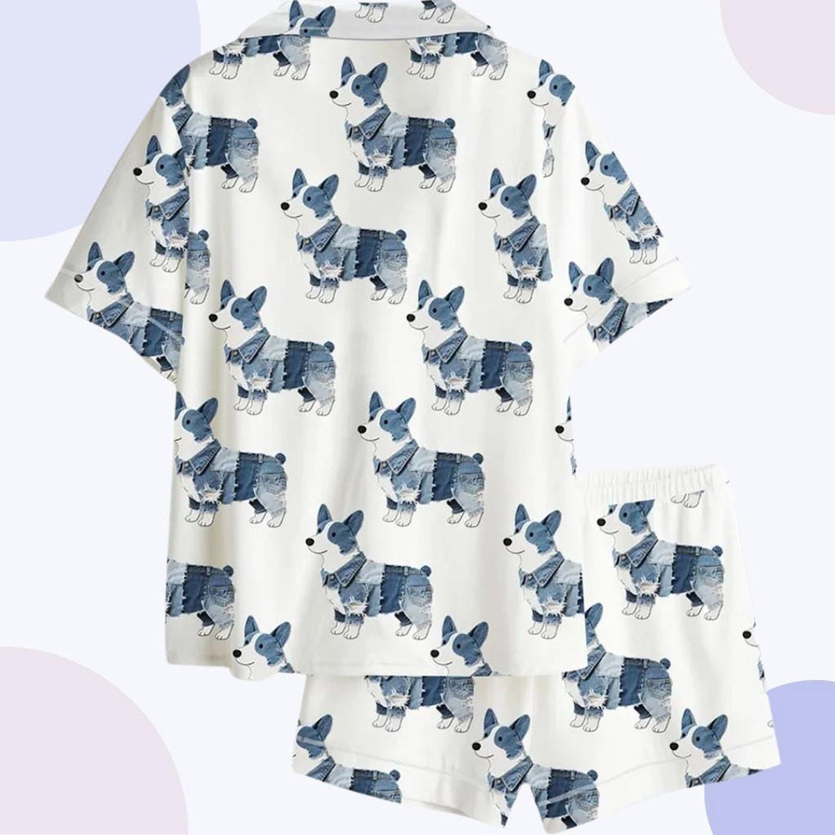Blue Corgi Pajama Set: Cozy Dog Lover Sleepwear