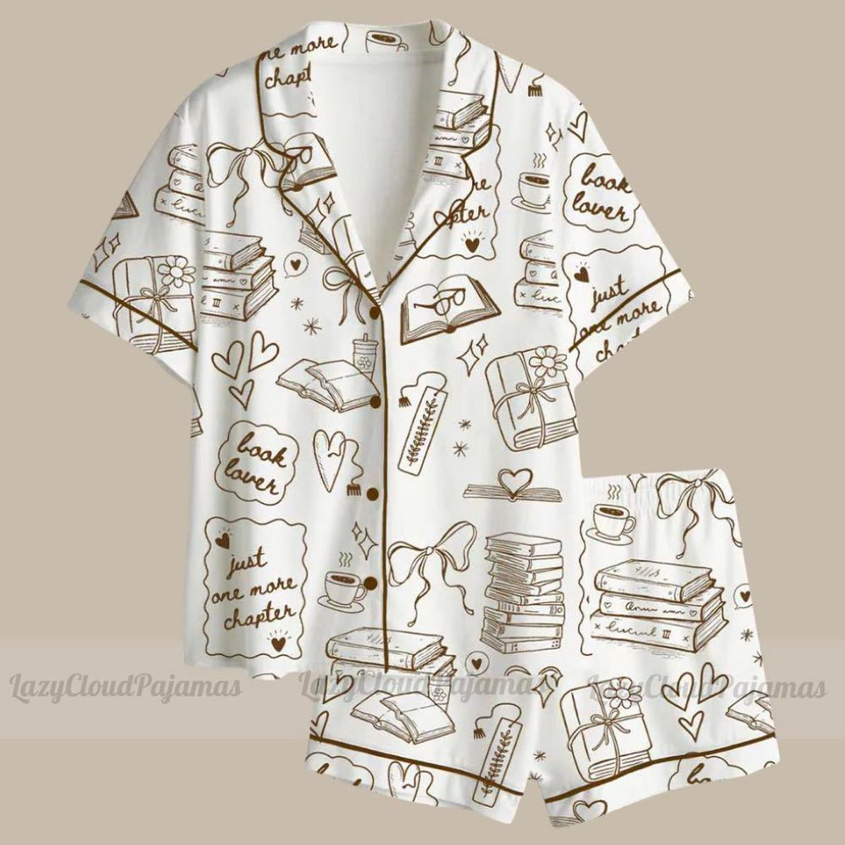 Book Lover Satin Pajama Set, Bookish Loungewear, Book Club Readers Birthday Gift for Women