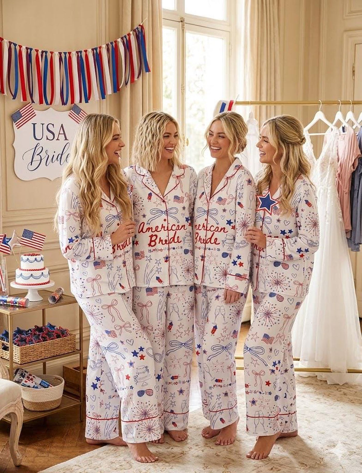 American Bride Bridal Pajama Set: 4th of July Wedding Gift & Outfit