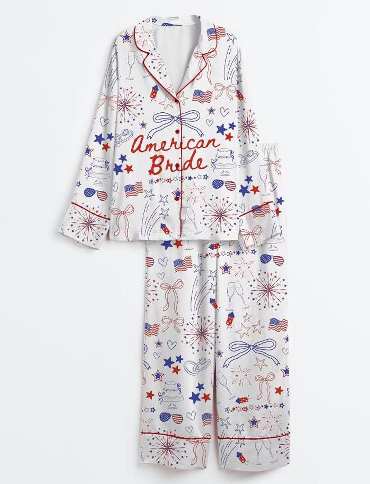 American Bride Bridal Pajama Set: 4th of July Wedding Gift & Outfit
