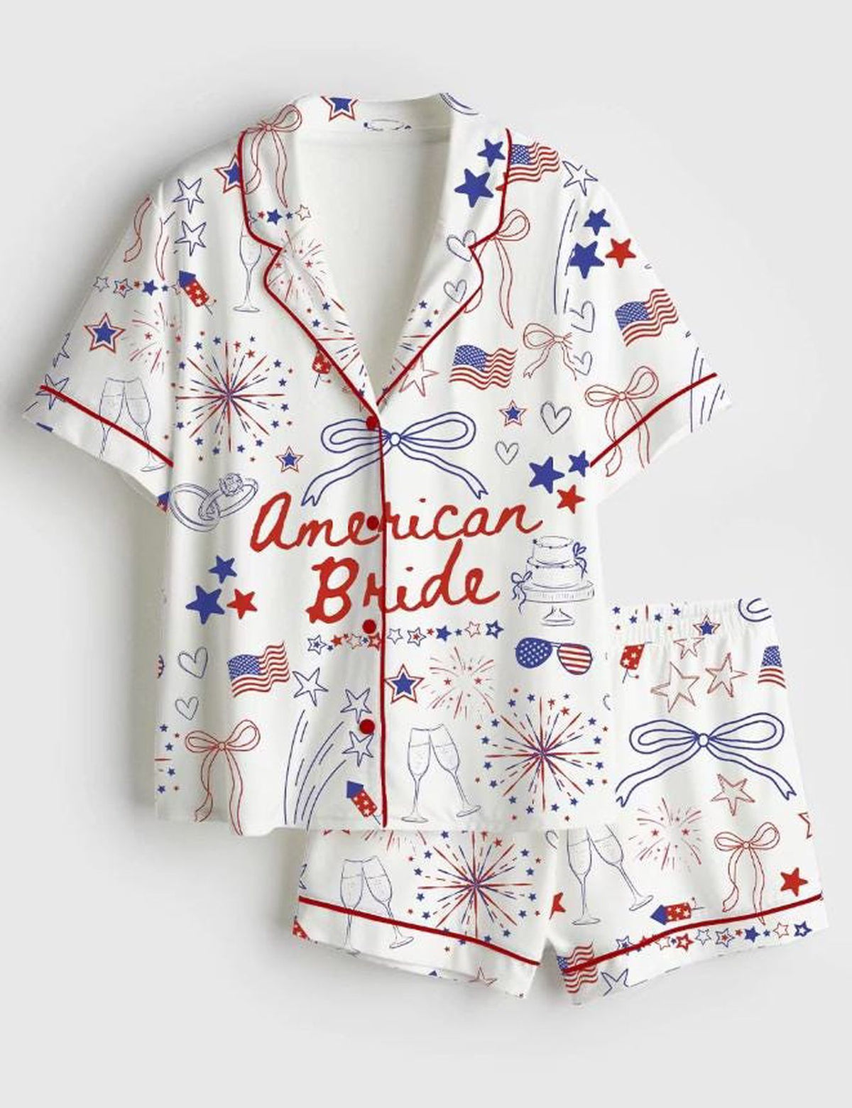 American Bride Bridal Pajama Set: 4th of July Wedding Gift & Outfit
