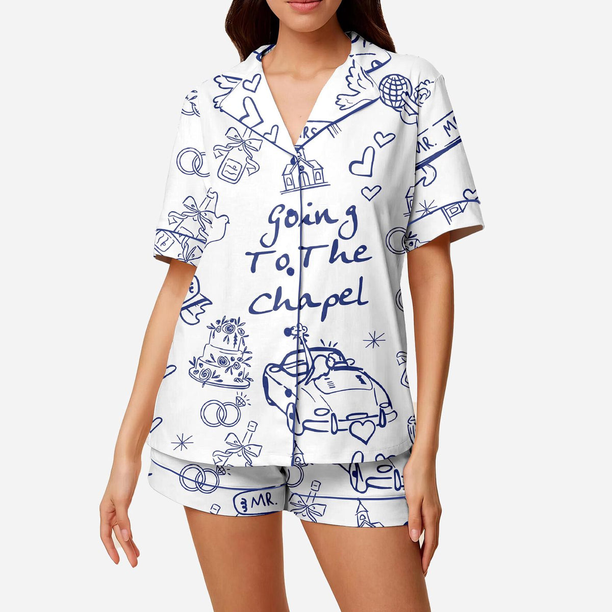 Wedding Toile Bridal Pajama Set: Bachelorette Sleepwear for Bride
