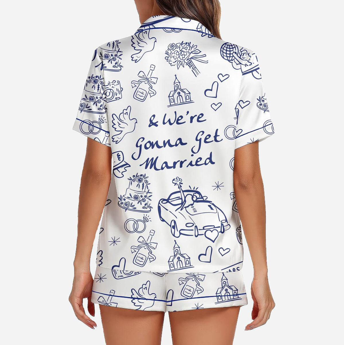 Wedding Toile Bridal Pajama Set: Bachelorette Sleepwear for Bride
