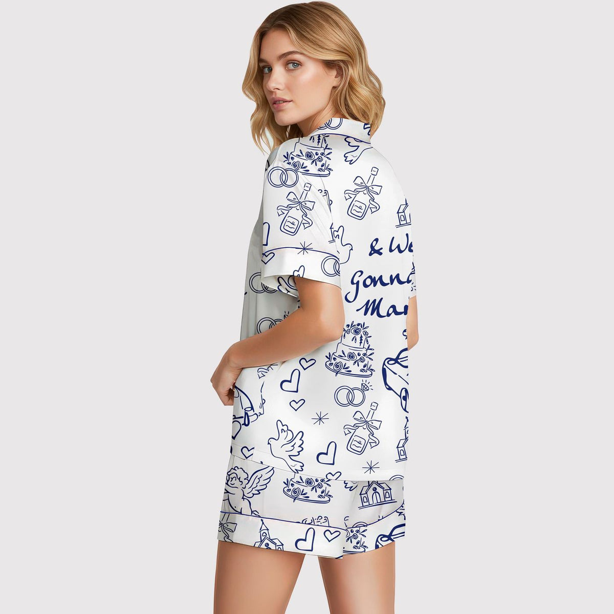 Wedding Toile Bridal Pajama Set: Bachelorette Sleepwear for Bride