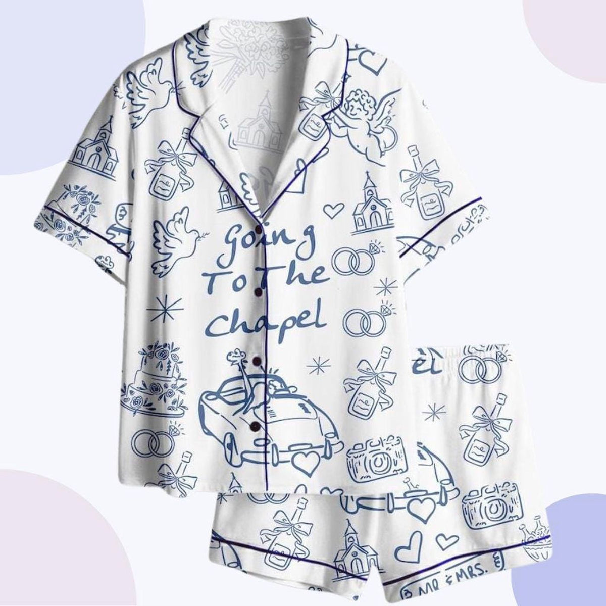 Wedding Toile Bridal Pajama Set: Bachelorette Sleepwear for Bride