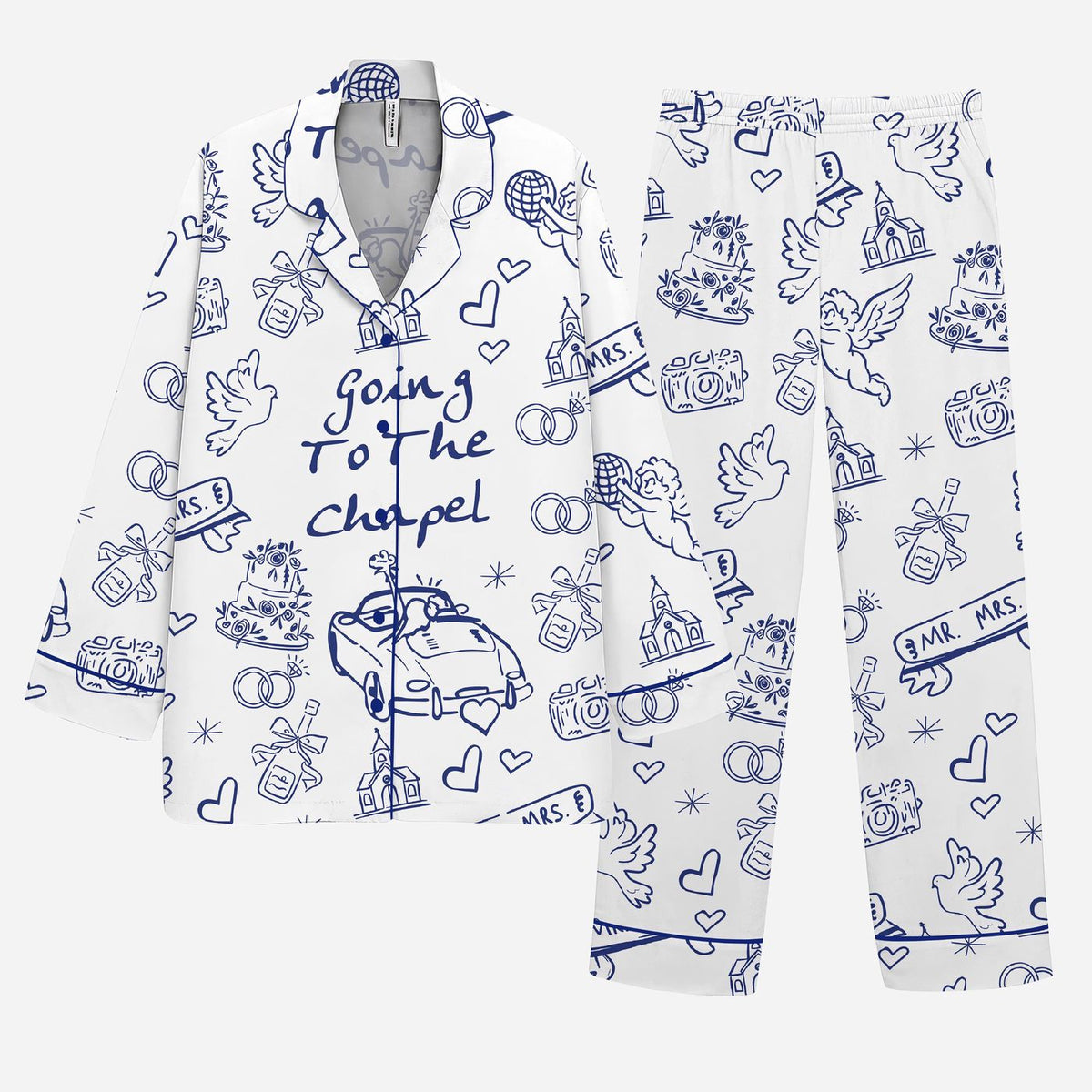 Wedding Toile Bridal Pajama Set: Bachelorette Sleepwear for Bride