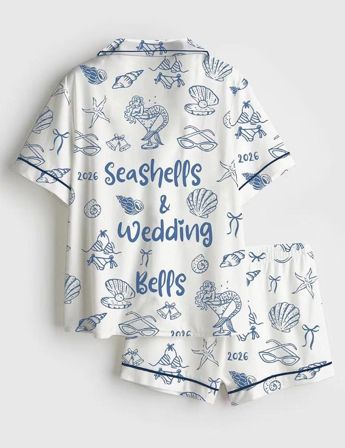 Seashells Wedding Bells Bridal Pajamas: Beach Bachelorette & Honeymoon Gift