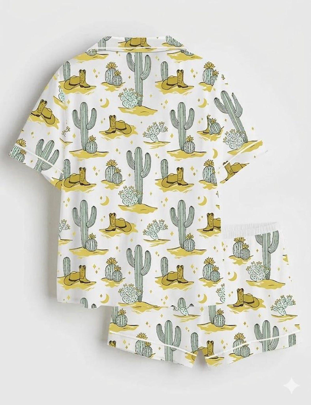 Cactus Cowboy Boots Pajama Set Western Satin Sleepwear Country Girl Gift