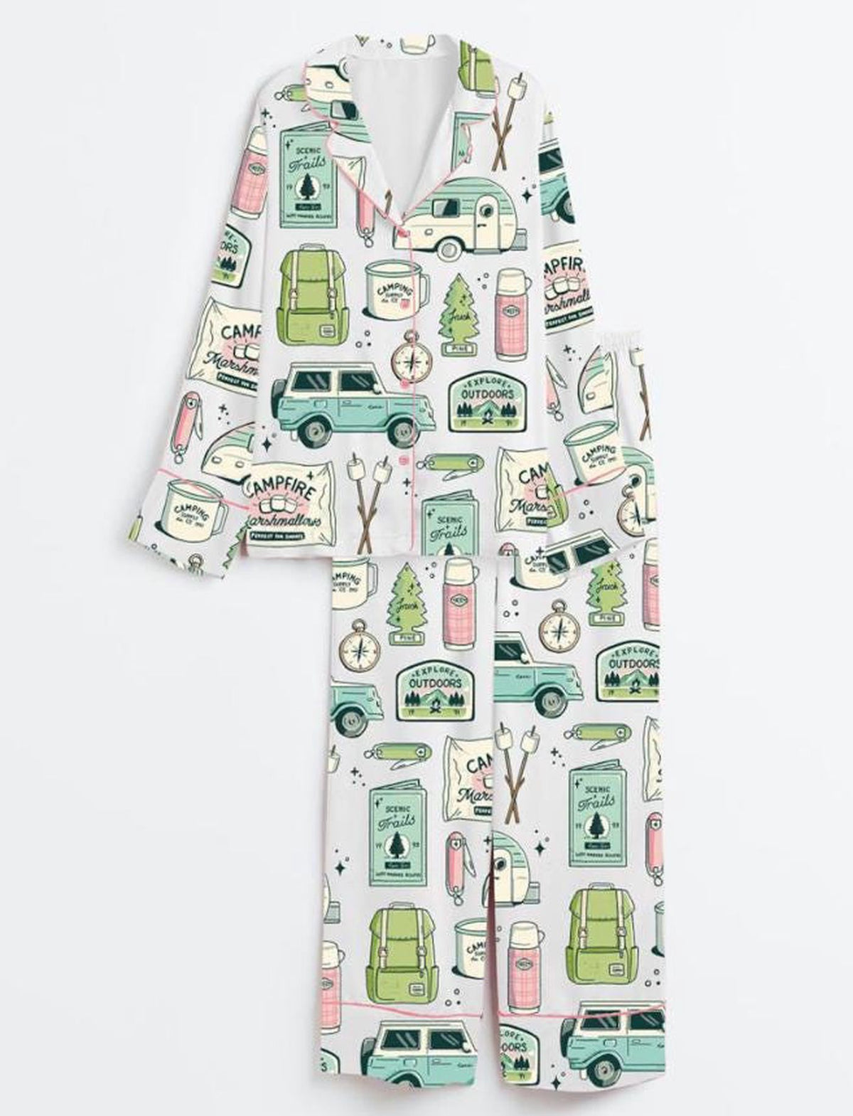 Camping Pajama Set: Outdoor Theme Loungewear for Campers & Nature Lovers