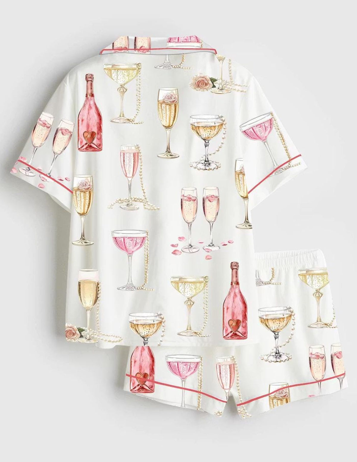 Champagne Pajama Set for Bachelorette Sleepwear - Bridal Party Gift with Champagne Pattern Nightwear