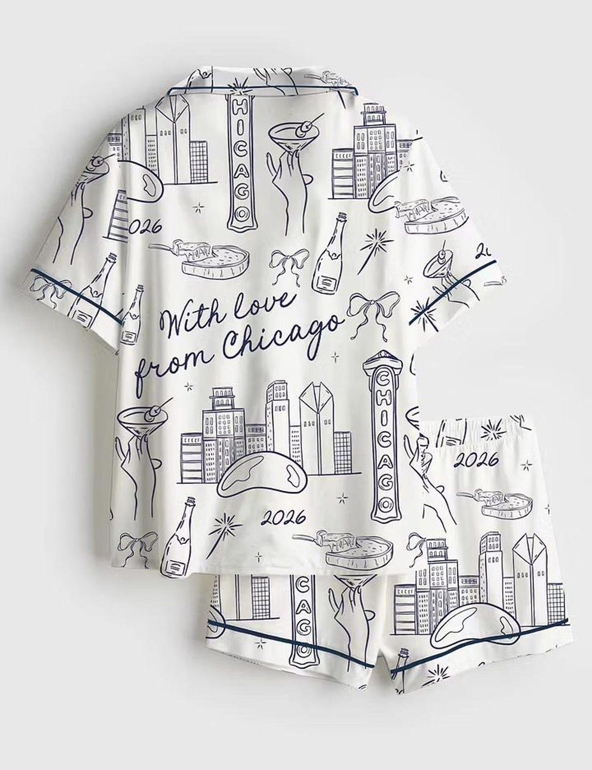Chicago Skyline Pajama Set Women Summer Travel Theme