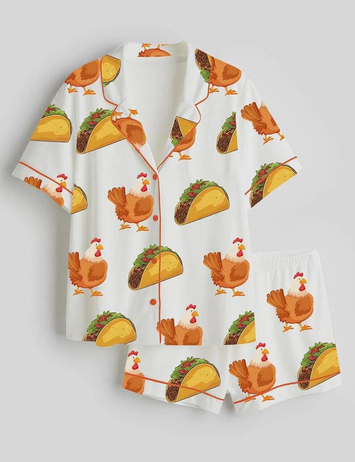 Chicken Taco Women s Pajama Set Funny Food Sleepwear Taco Lover Gift