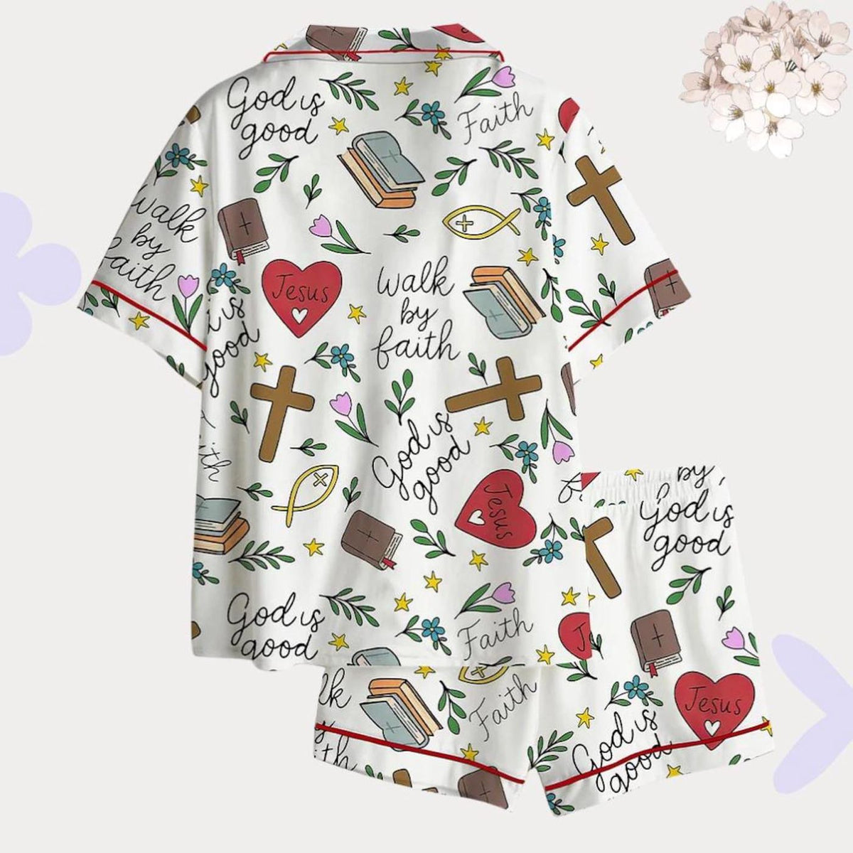 Christian Faith Jesus Love Bible Cross Pajama Set Women s Loungewear