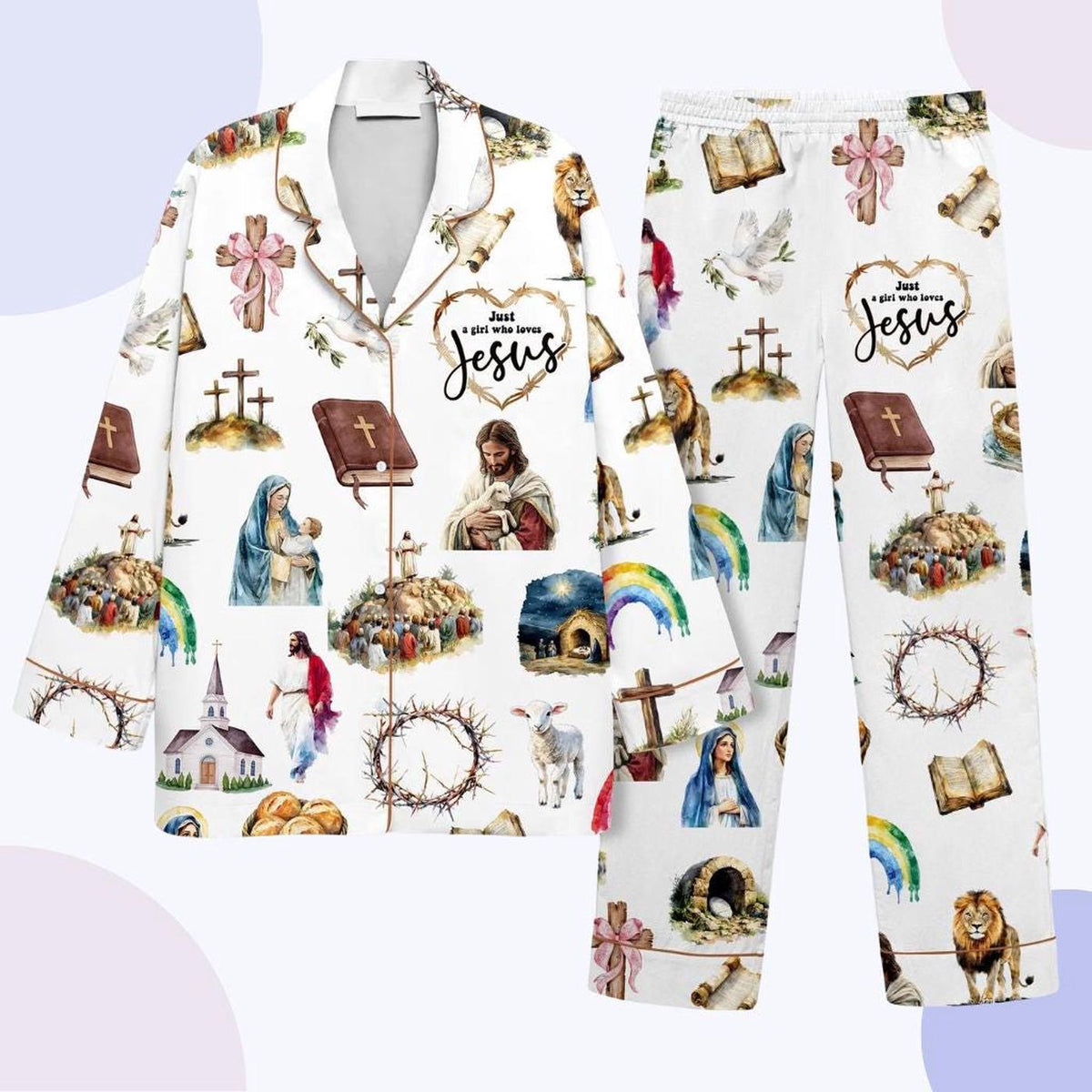 Faithful Dreams: Christian Women s Pajama Set with Religious Print