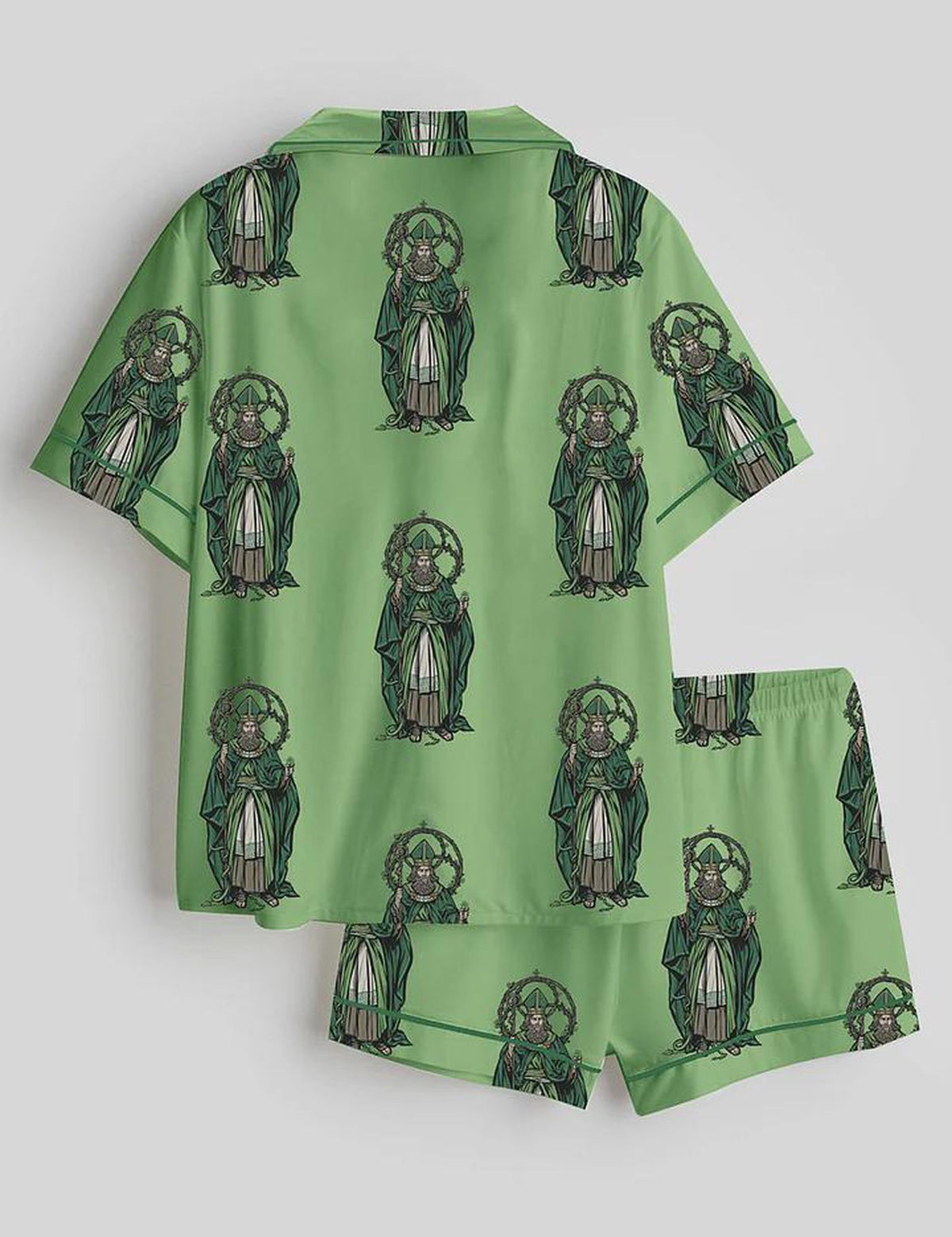 Women s Christian Satin Pajama Set with Saint Patrick Breastplate Prayer – Short & Long Sleeve PJs