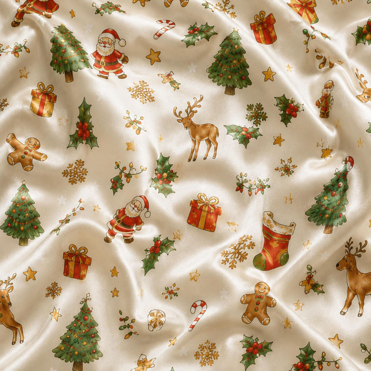 Christmas Cheer Satin Pajama Set: Elegant Holiday Sleepwear for Cozy Winter Nights