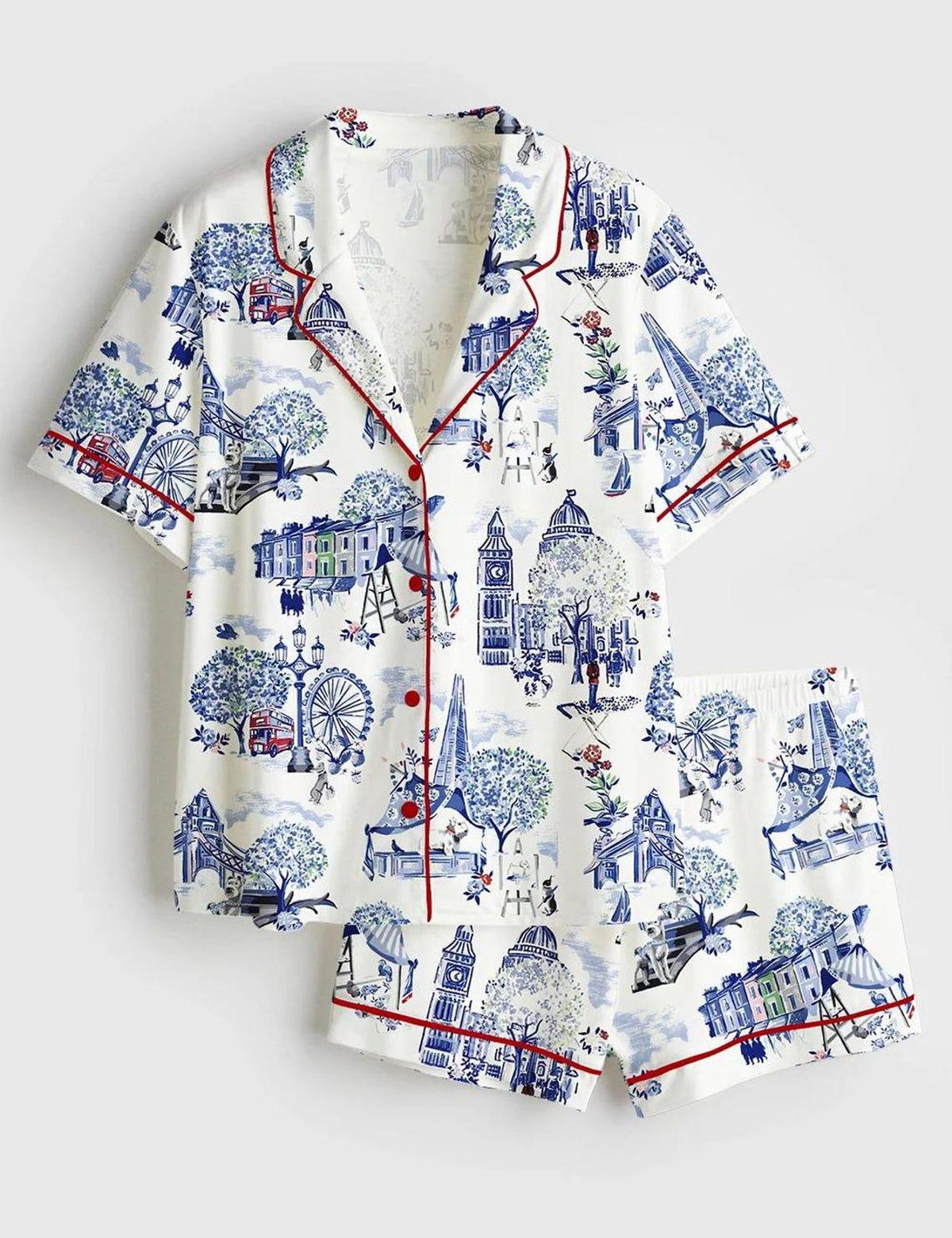 Christmas in London Pajama Set Women Xmas Gift
