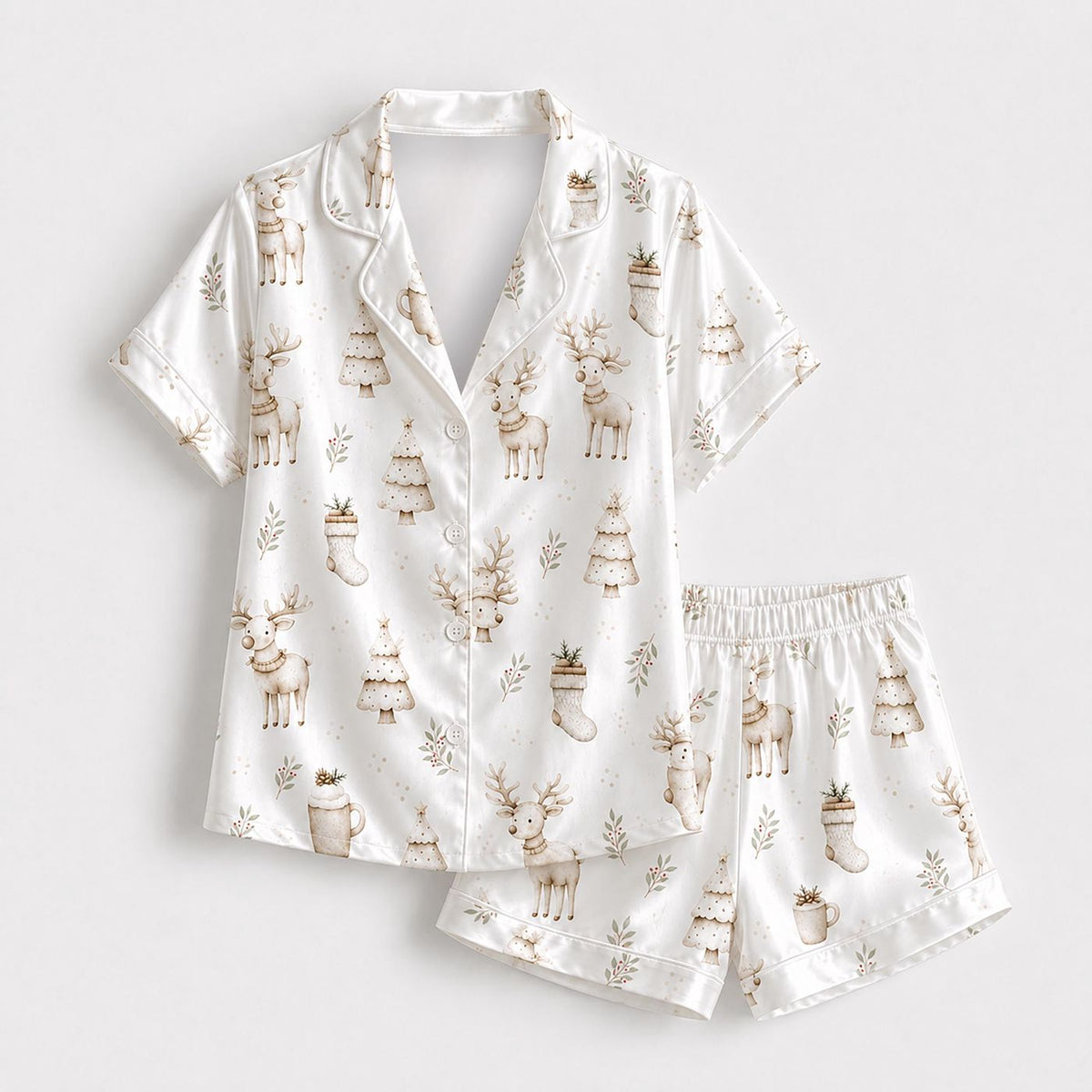 Christmas Starlight Satin Pajama Set - Magical Holiday Sleepwear & Cozy Lounge Set