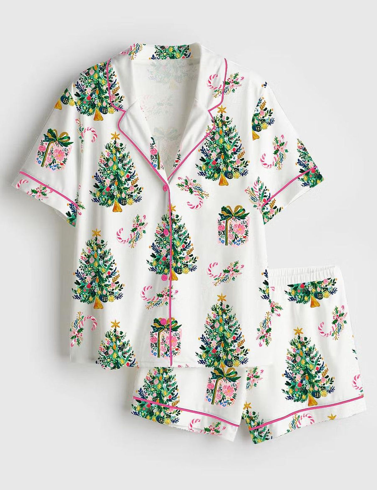 Christmas Tree Candy Cane Satin Pajamas: Festive Holiday Sleepwear
