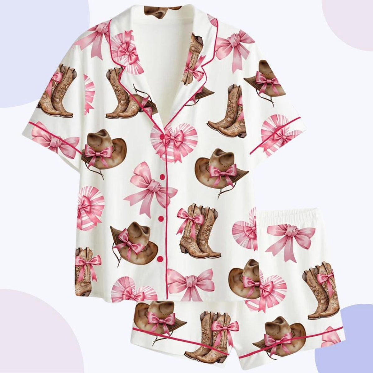 Coastal Cowgirl Pajamas: Western Boots & Bows Coquette Sleepwear