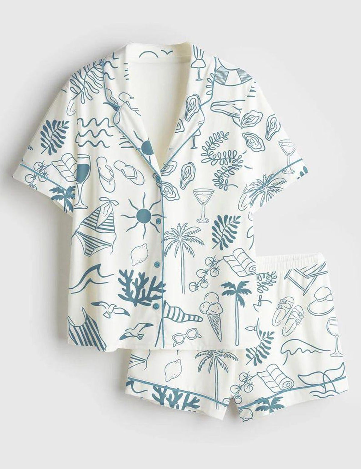 Coastal Beach Vacation Pajamas Set Women
