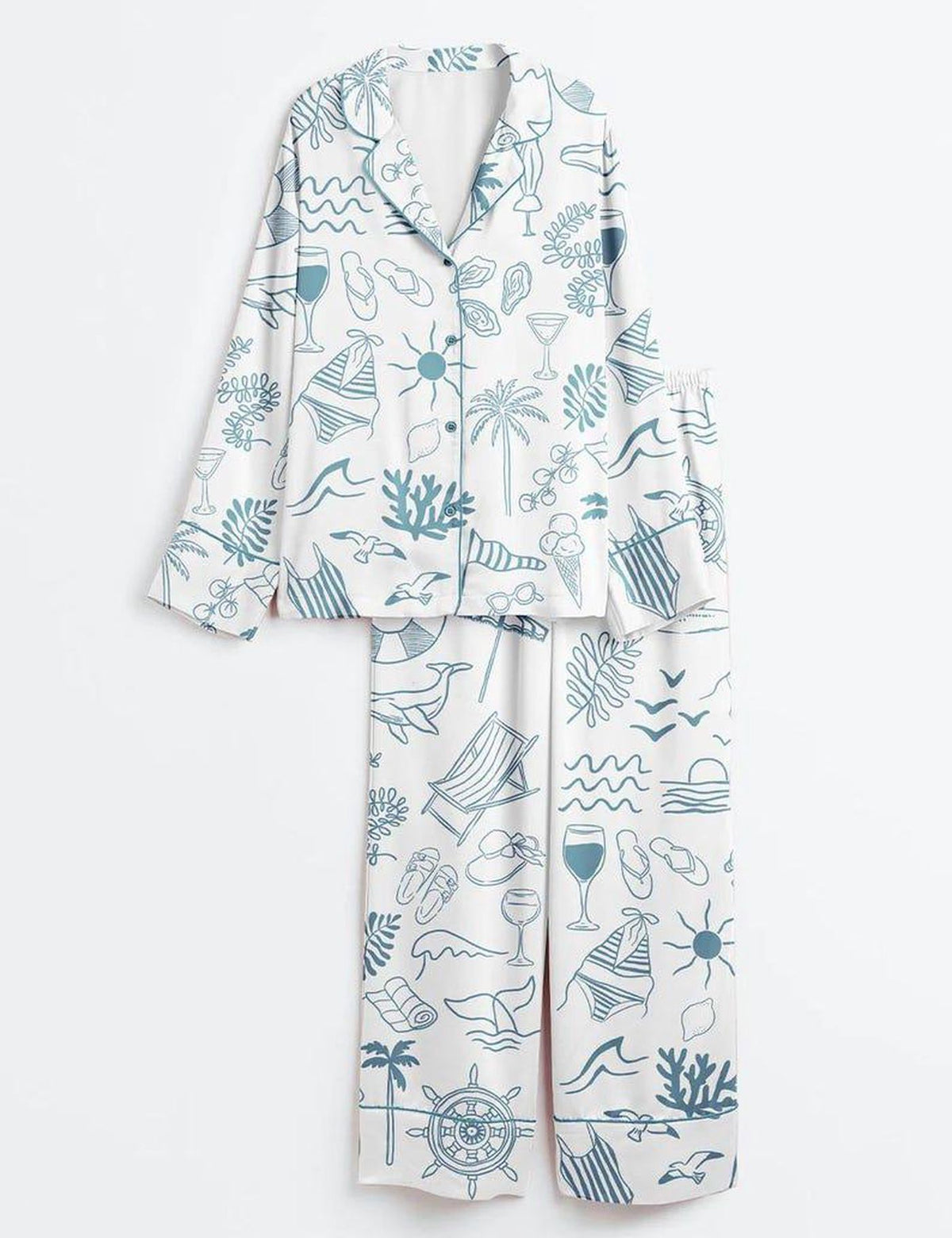 Coastal Beach Vacation Pajamas Set Women