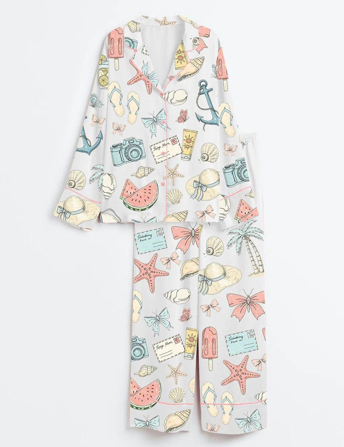 Coastal Chic Women s Pajama Set Seaside Vacation Beach Sleepwear